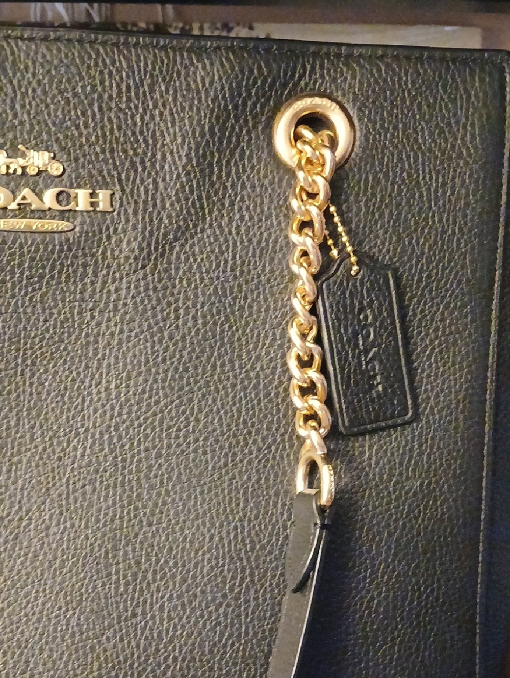 Coach Black Leather Tote with Gold Chain Straps - Picture 16 of 16